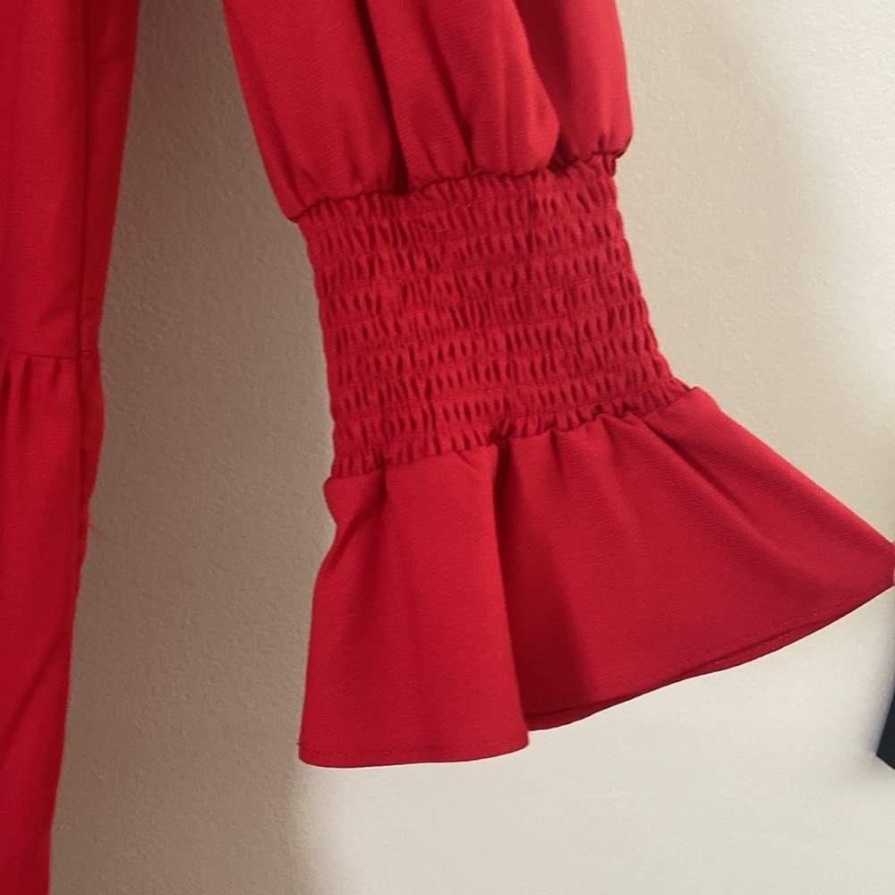 Pomander Place Red Tiered V-Neck Dress - Picture 10 of 12